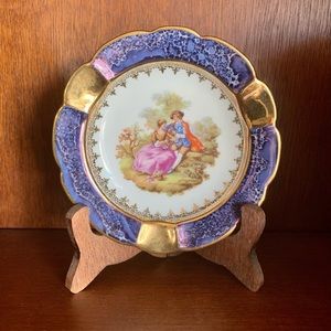 Vintage Limoges Trinket Dish Ashtray Gold Accents (Signed Collectible)